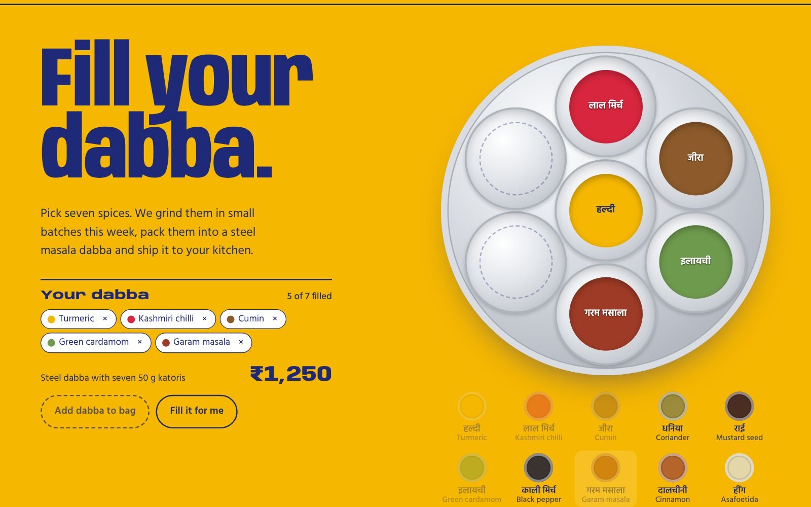 Saat Katori concept store with a masala dabba being filled